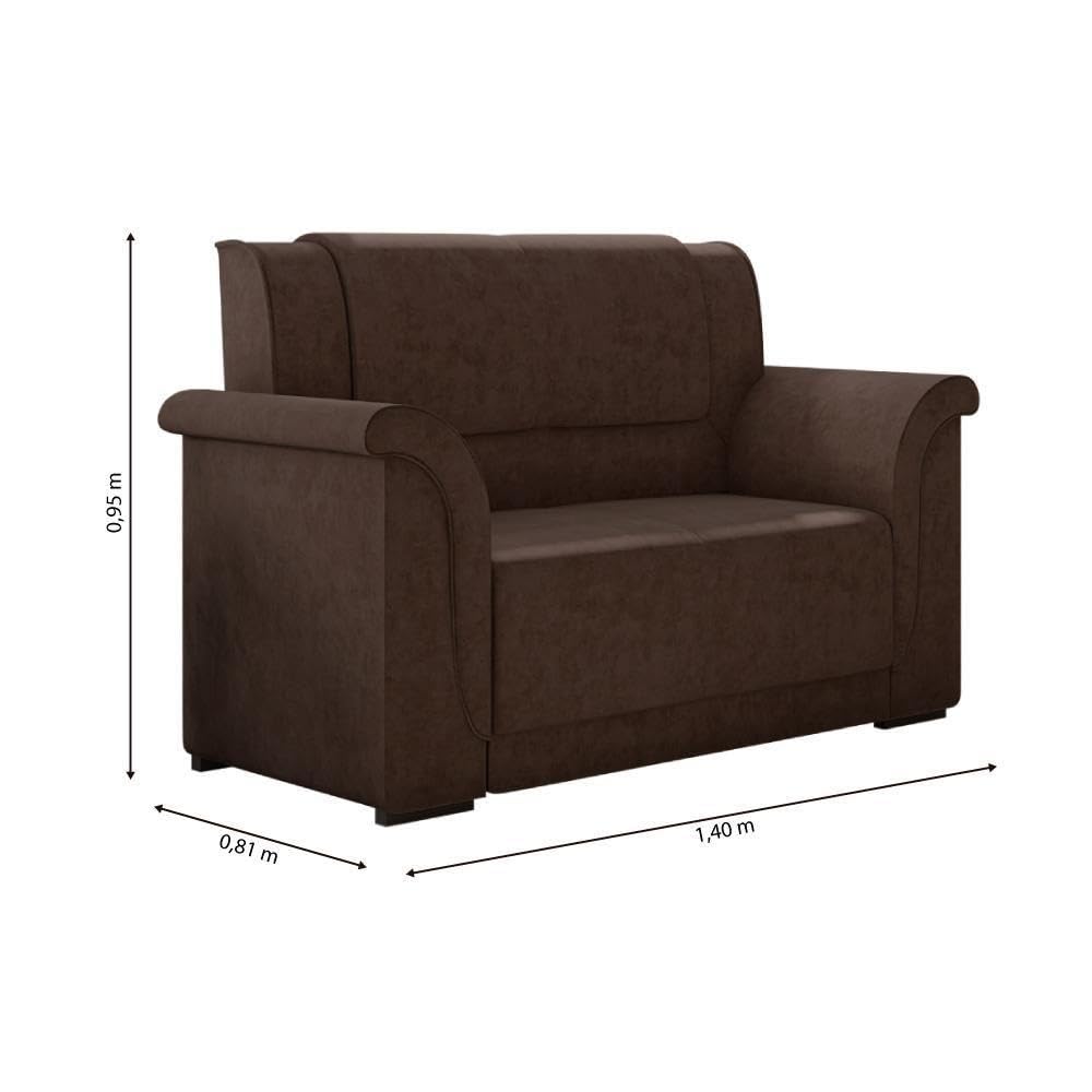 Sofá 2 E 3 Lugares Itália Marrom Suede - Imagem 2