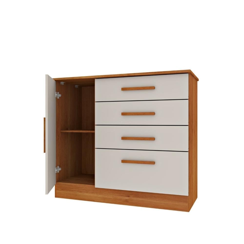 Cômoda 1 Porta 4 Gavetas Chicago Cinamomo/off White - Imagem 5