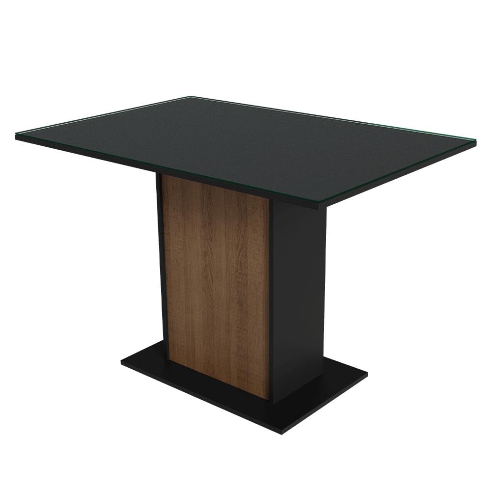 Conjunto Sala de Jantar Mesa Tampo de Vidro 4 Cadeiras Rustic/preto/oxford Zion Madesa - Imagem 4