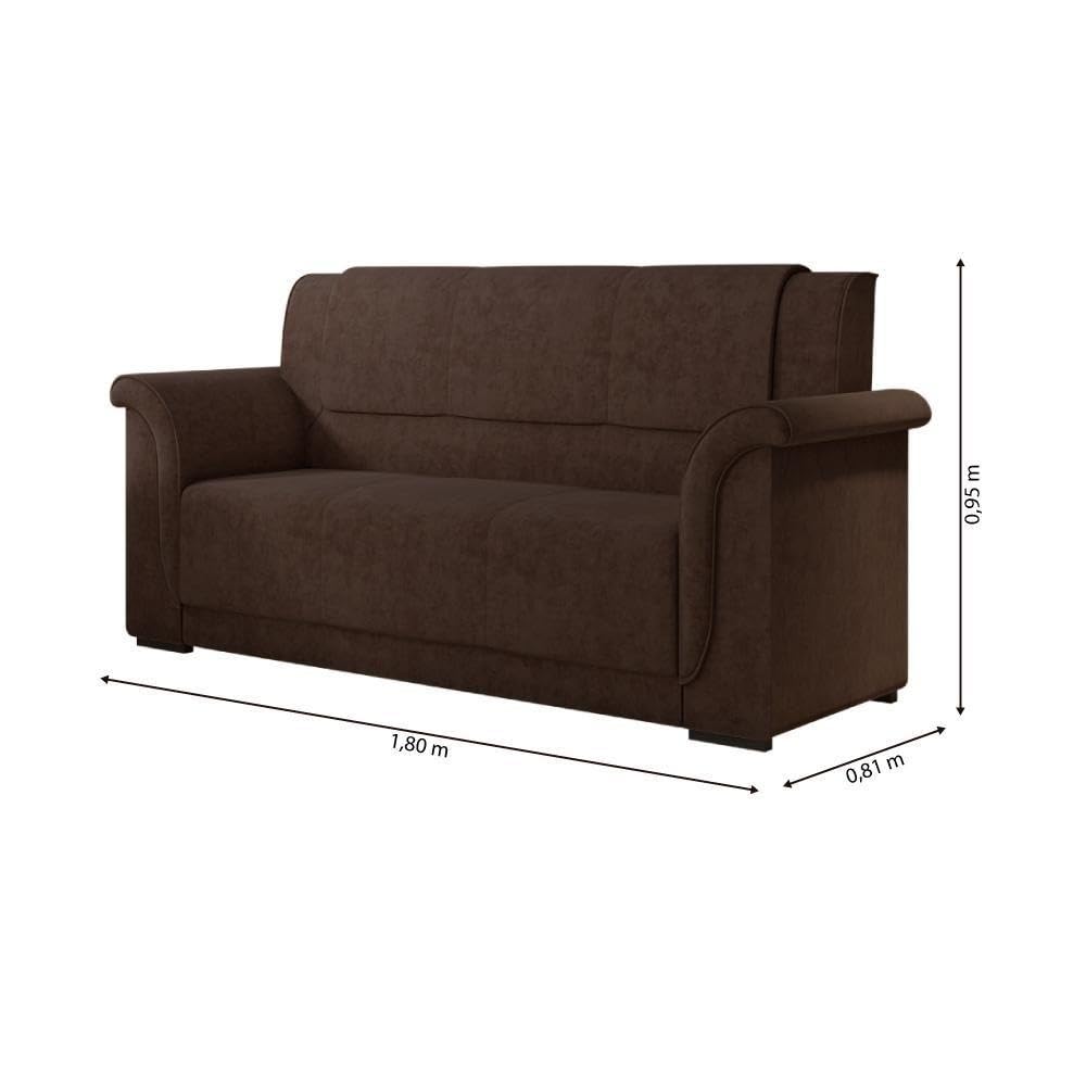 Sofá 2 E 3 Lugares Itália Marrom Suede - Imagem 3