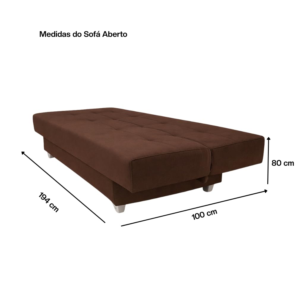 Sofá Cama 3 Lugares Casal Reclinável Suede com Almofada (Marrom) - Imagem 6