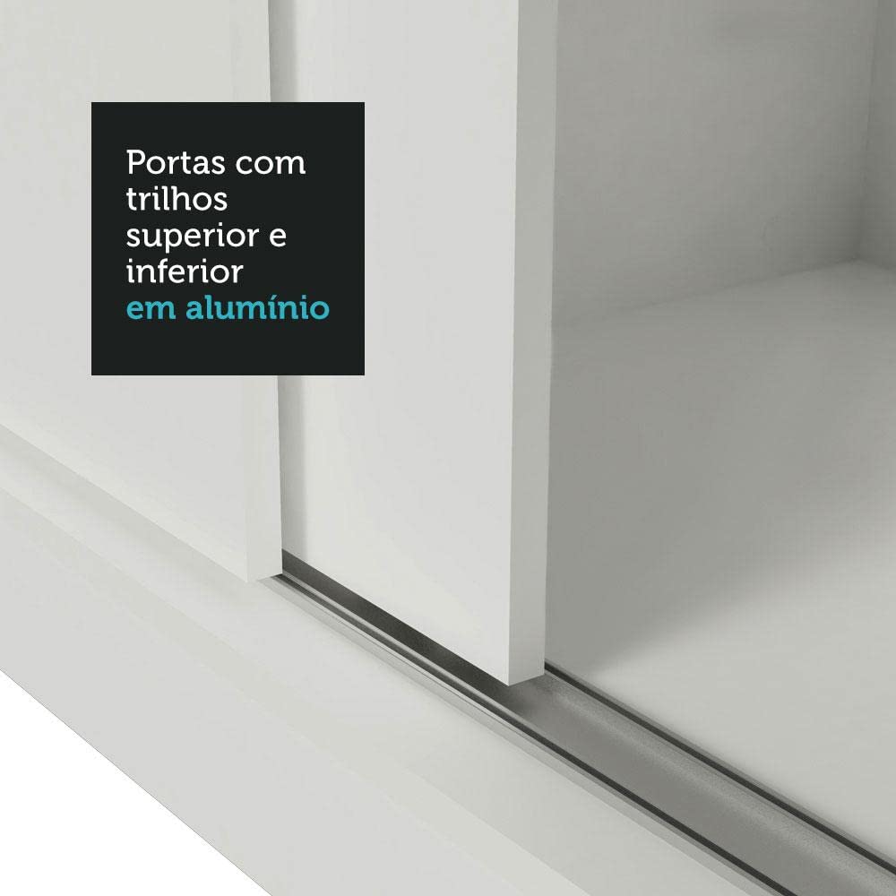 Guarda-roupa Casal Madesa Mônaco 3 Portas de Correr com Espelho - Branco - Imagem 5