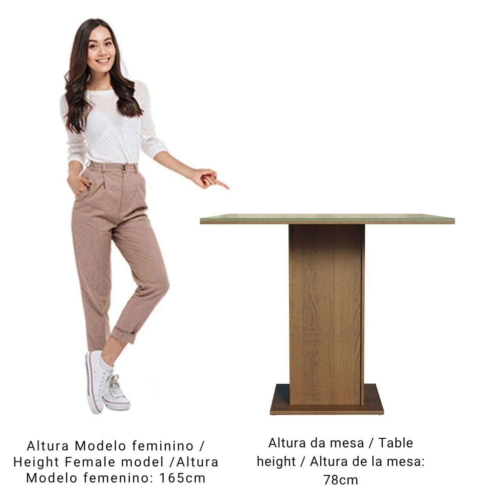 Conjunto Sala de Jantar Madesa Moscou Plus Mesa Tampo de Vidro com 4 Cadeiras - Rustic/Crema/Pérola - Imagem 3