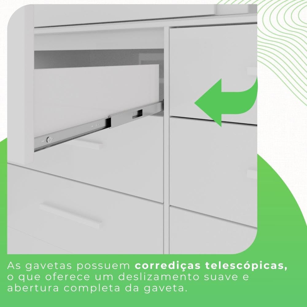 Guarda Roupa Casal 3 Portas 9 Gavetas Luana Sallêto Móveis - Imagem 5