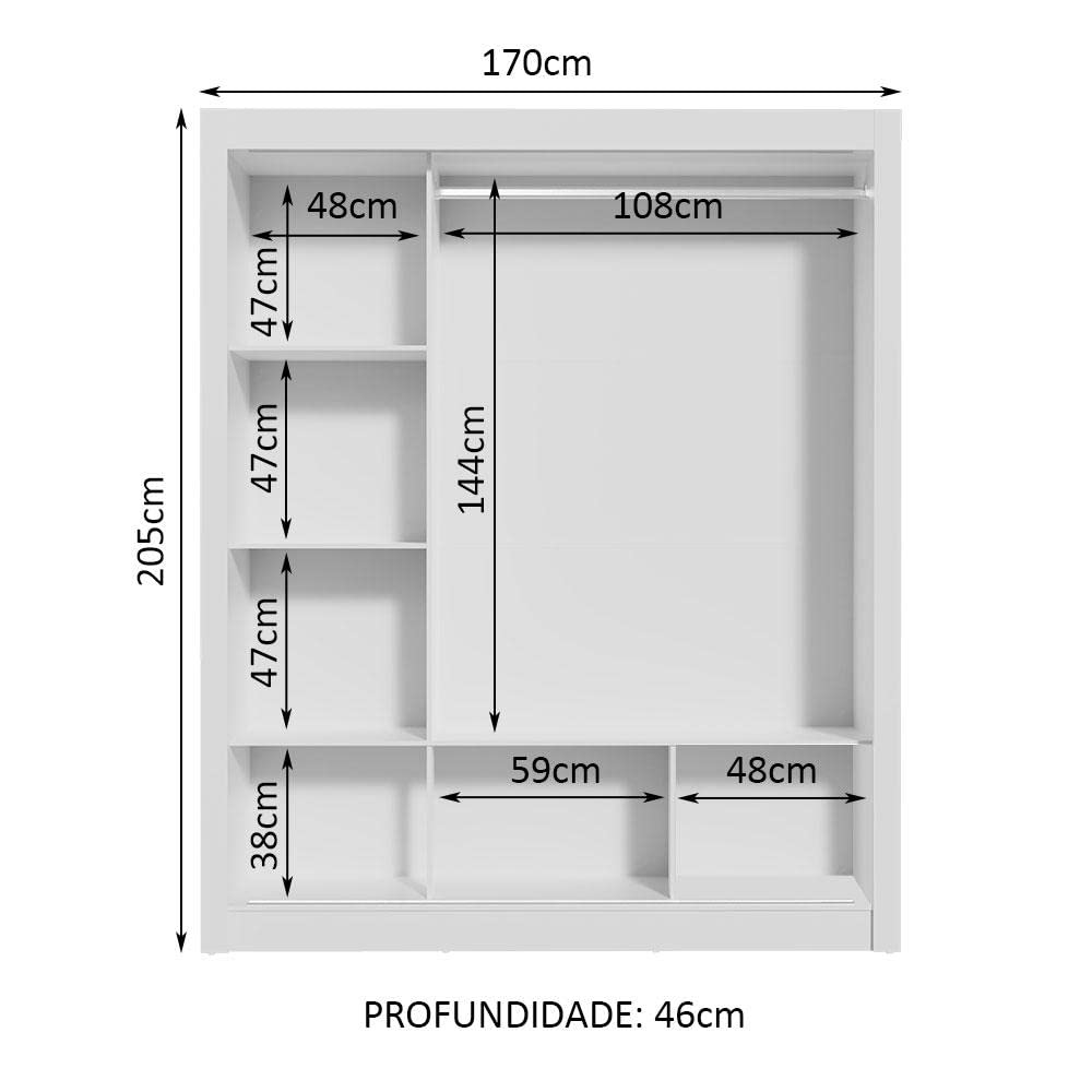 Guarda-roupa Casal Madesa Mônaco 3 Portas de Correr com Espelho - Branco - Imagem 7