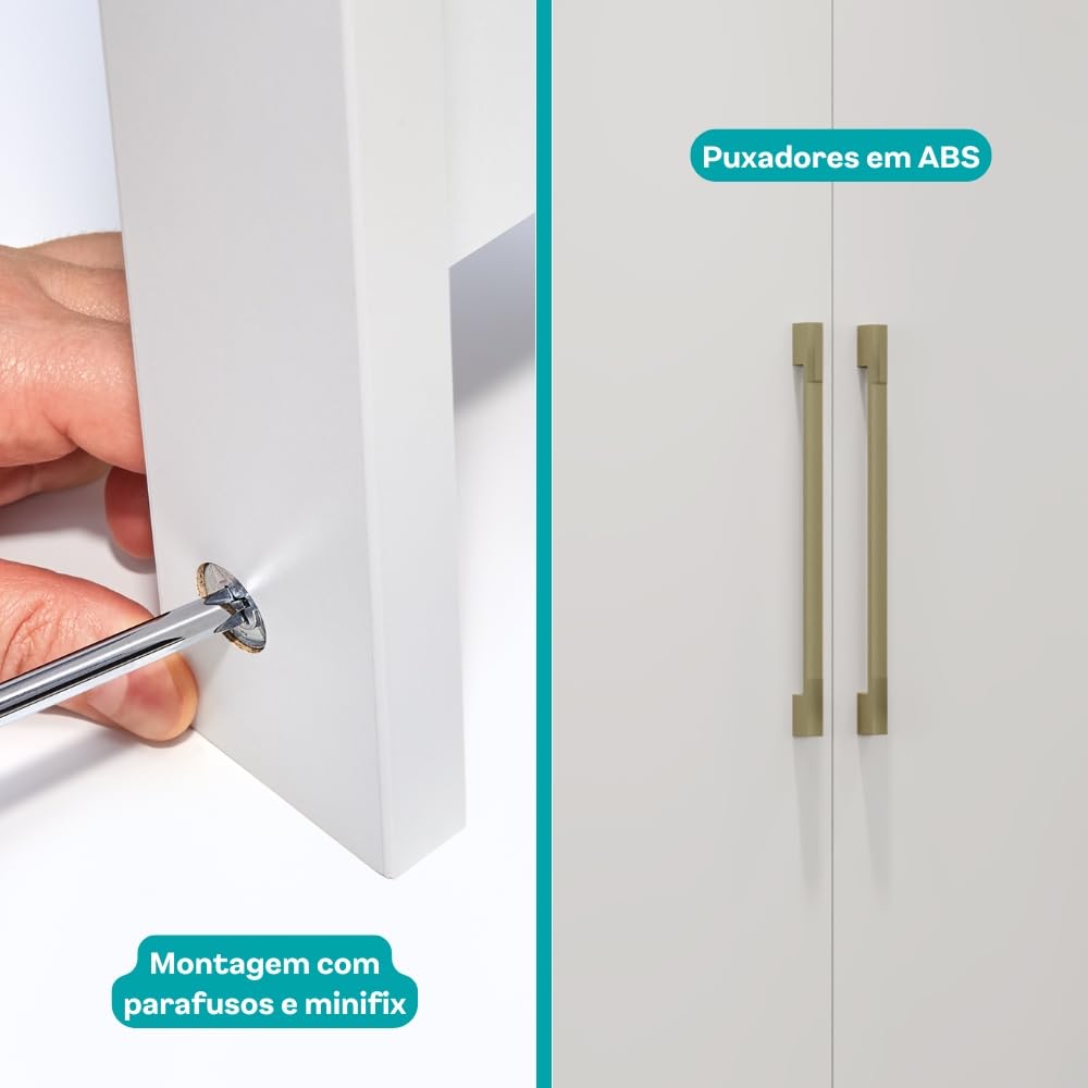 Guarda Roupa 6 Portas 2 Gavetas Carraro (Branco) - Imagem 5