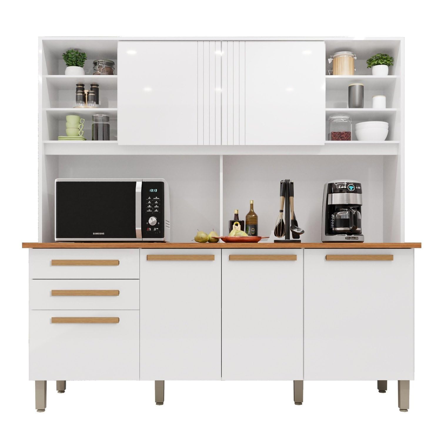 Armário de Cozinha 6 Portas 2 Gavetas Adelle Yescasa Branco Neve - Imagem 4