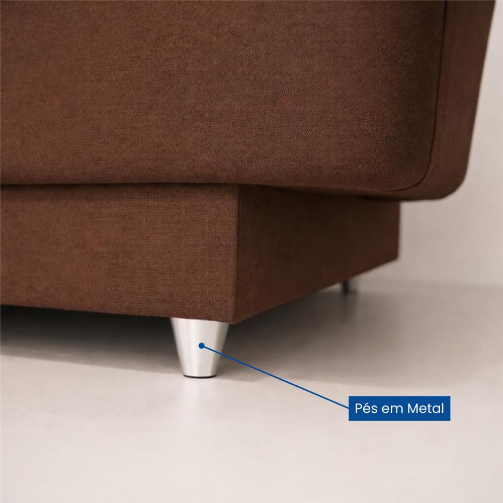 Sofá Cama 3 Lugares Casal Reclinável Suede com Almofada (Marrom) - Imagem 4
