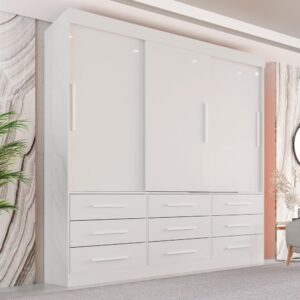 Guarda Roupa Casal 3 Portas 9 Gavetas Luana Sallêto Móveis