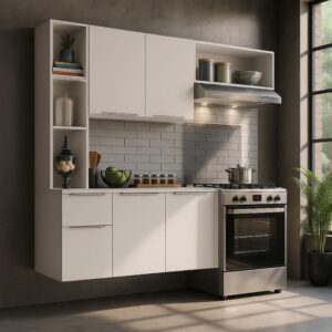 Armário de Cozinha Compacta com Balcão Sofia Multimóveis MP2001 - Branco