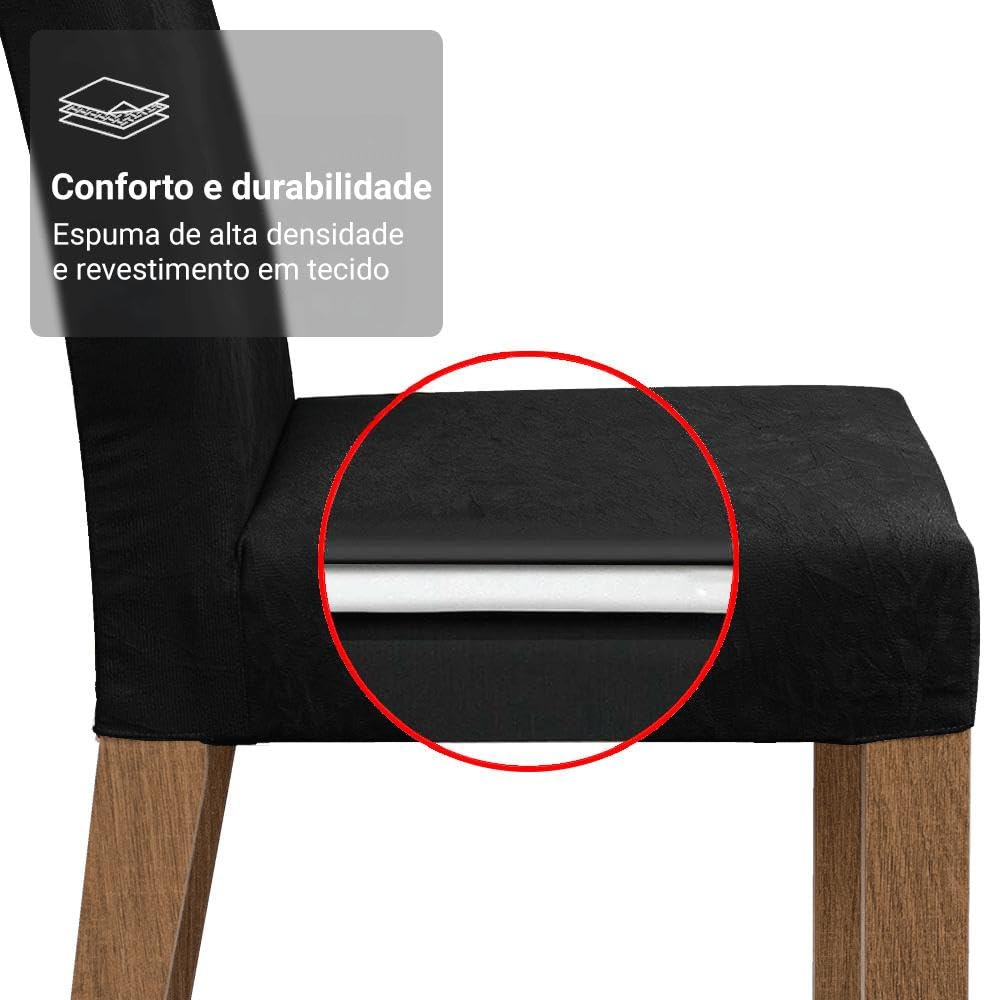 Conjunto Sala de Jantar Mesa Tampo de Vidro 4 Cadeiras Rustic/preto/oxford Zion Madesa - Imagem 2