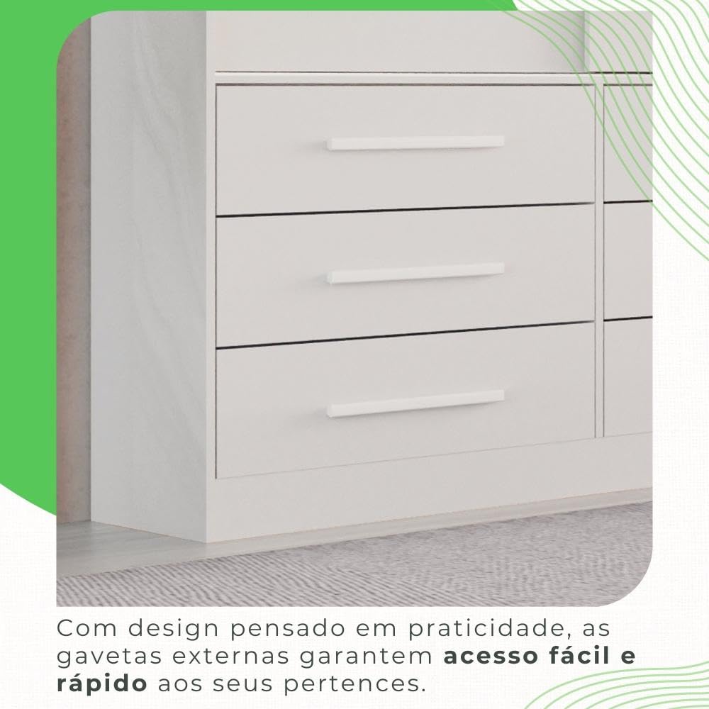 Guarda Roupa Casal 3 Portas 9 Gavetas Luana Sallêto Móveis - Imagem 3