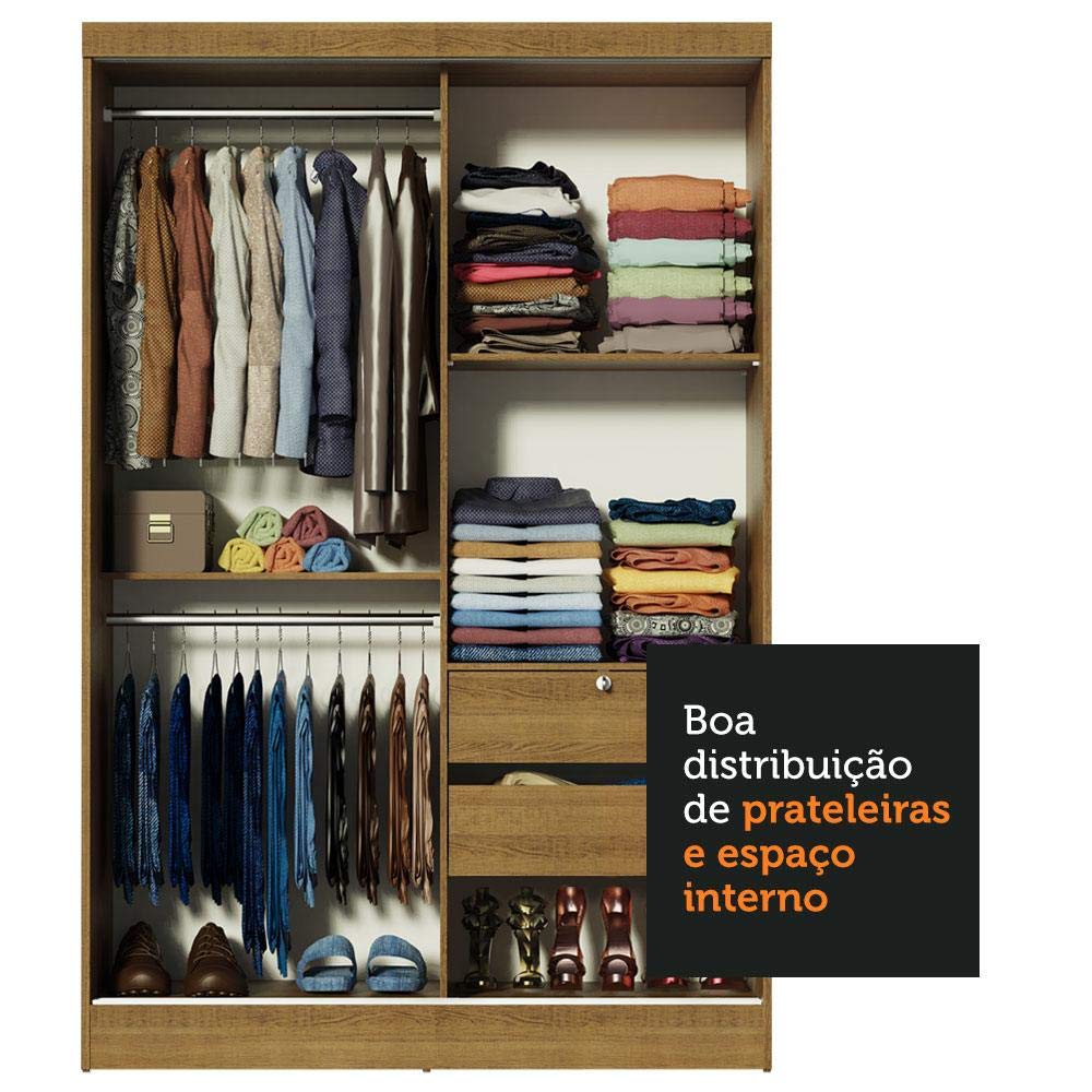 Guarda-roupa Solteiro Madesa Luke 2 Portas de Correr de Madeira - Rustic - Imagem 8