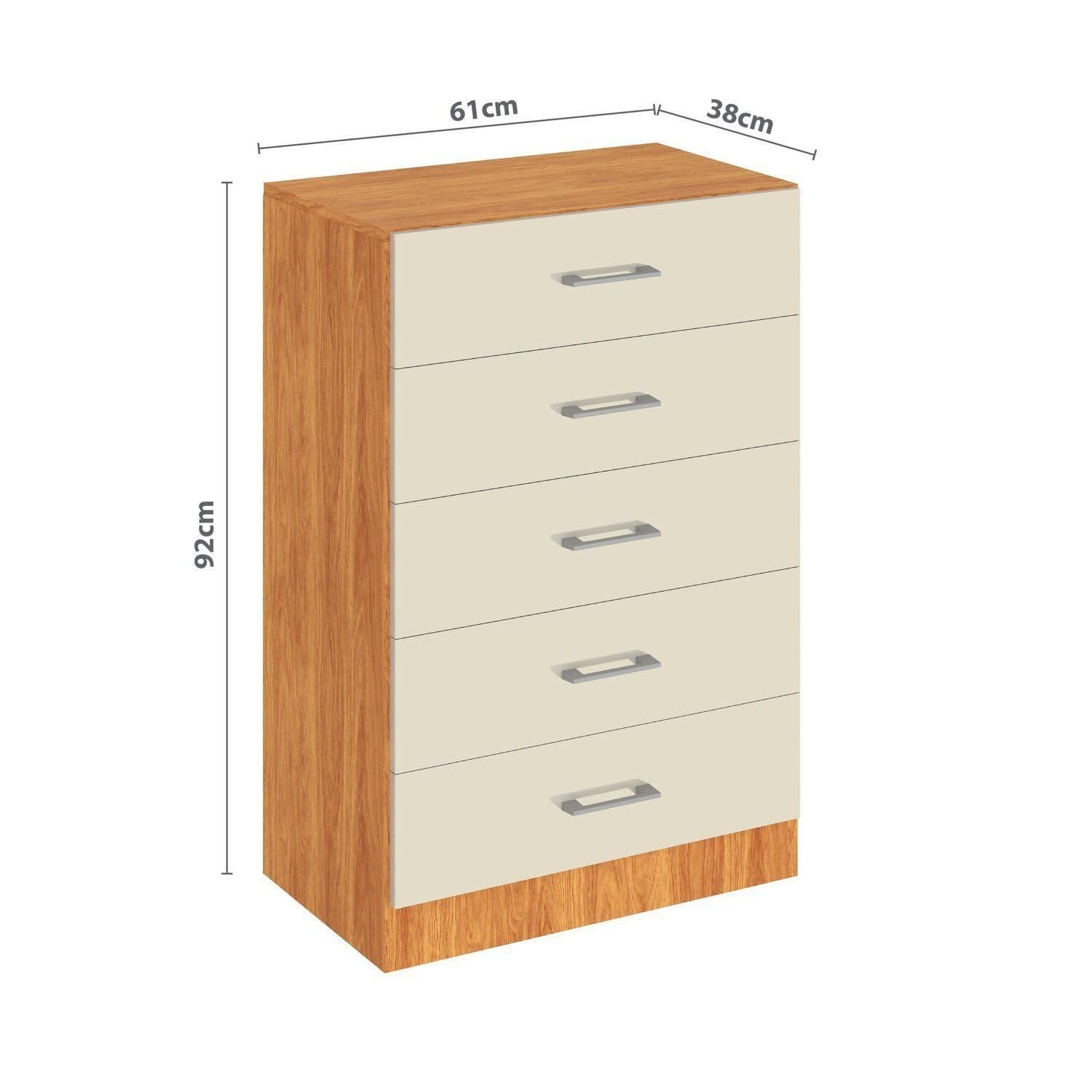 Cômoda para Quarto 5 Gavetas Aruba Cinamomo/Off White - Imagem 3