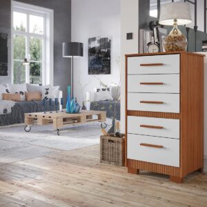 Comoda Off White Reforçada Compacta com 5 Gavetas Espaçosa Luxo - Pry