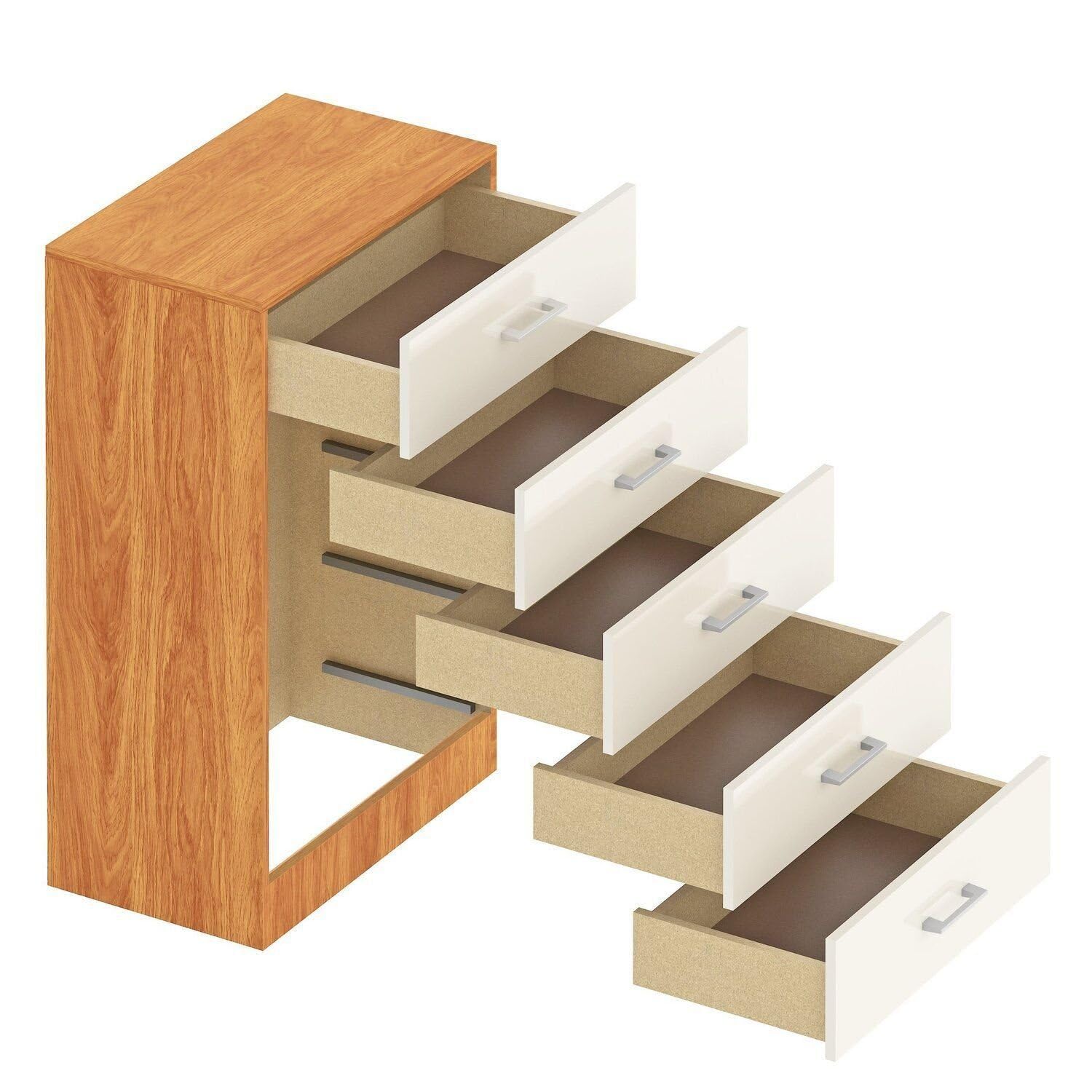 Cômoda para Quarto 5 Gavetas Aruba Cinamomo/Off White - Imagem 2